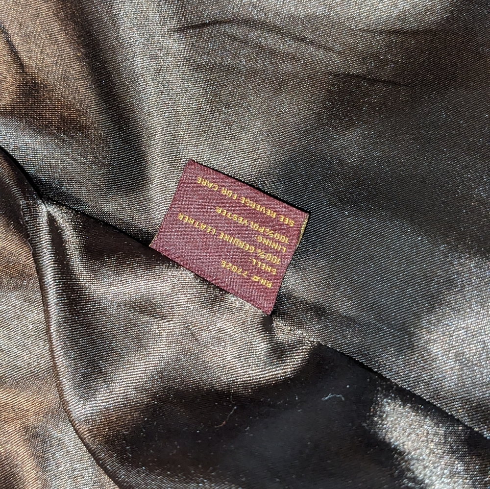 Brown Leather Jacket with Chain Detail - Picture 9 of 10
